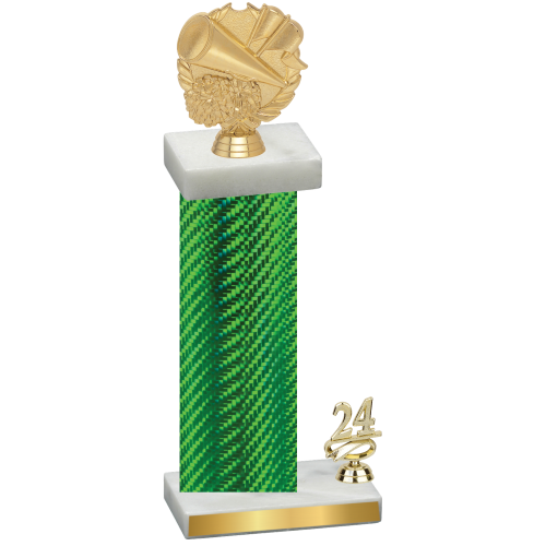 Accented Single Green Carbon Fiber Year Cheerleading Trophy