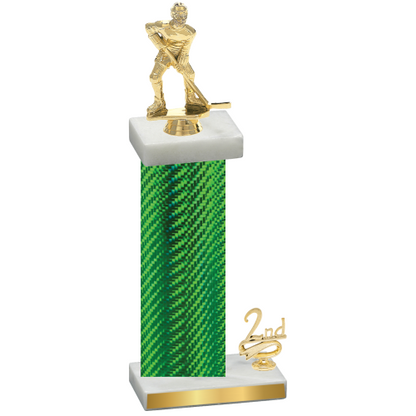 Accented Single Green Carbon Fiber Second Place Hockey Trophy