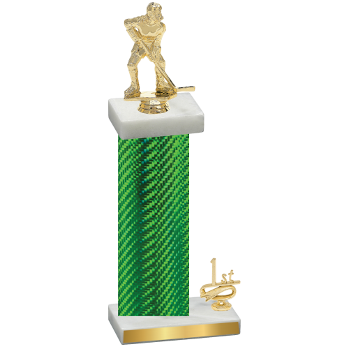 Accented Single Green Carbon Fiber First Place Hockey Trophy