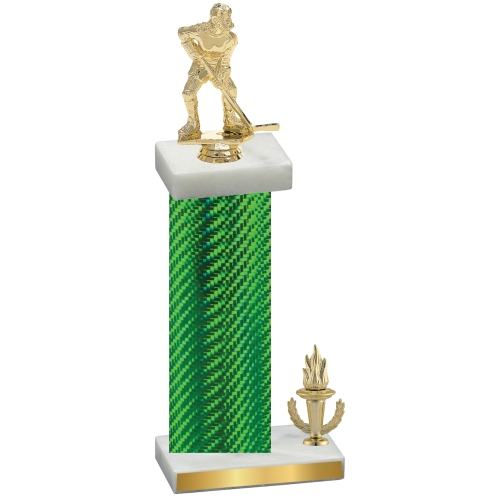 Accented Single Green Carbon Fiber Victory Hockey Trophy