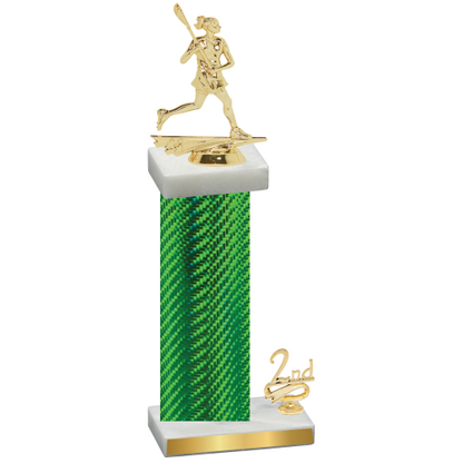 Accented Single Green Carbon Fiber Second Place Lacrosse Trophy