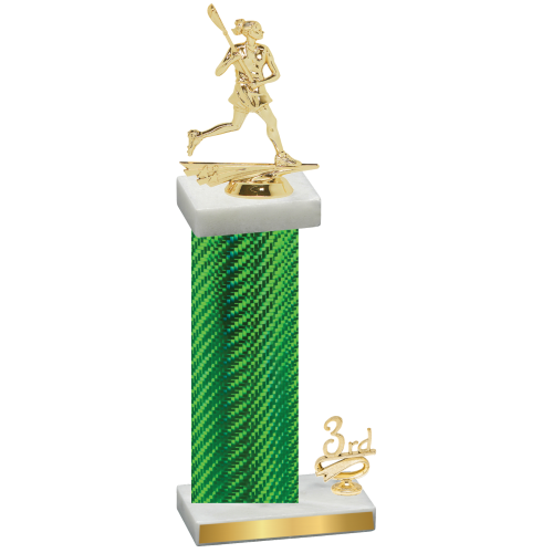 Accented Single Green Carbon Fiber Third Place Lacrosse Trophy