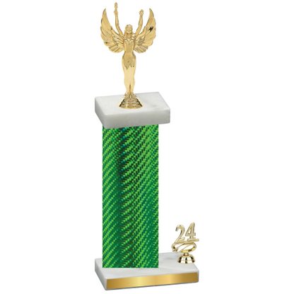 Accented Single Green Carbon Fiber Year Victory Trophy