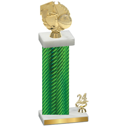 Accented Single Green Carbon Fiber Year Basketball Trophy