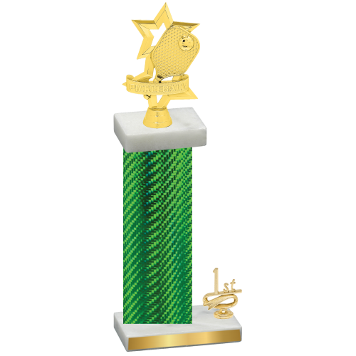 Accented Single Green Carbon Fiber First Place Pickleball Trophy