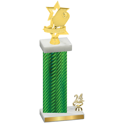 Accented Single Green Carbon Fiber Year Pickleball Trophy