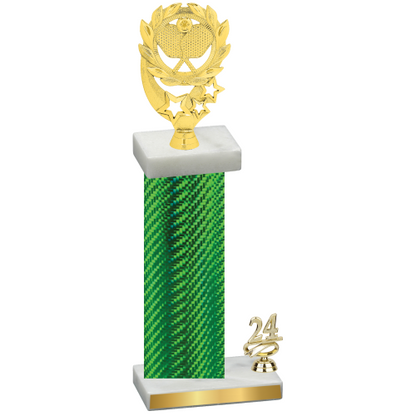 Accented Single Green Carbon Fiber Year Pickleball Trophy