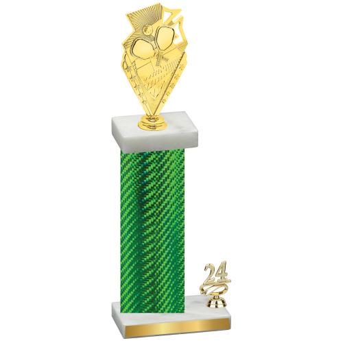 Accented Single Green Carbon Fiber Year Pickleball Trophy