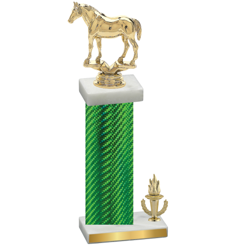 Accented Single Green Carbon Fiber Victory Horses Trophy