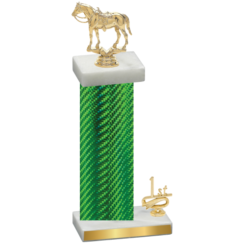 Accented Single Green Carbon Fiber First Place Horses Trophy