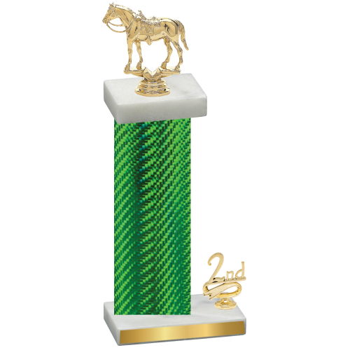 Accented Single Green Carbon Fiber Second Place Horses Trophy