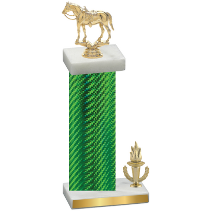 Accented Single Green Carbon Fiber Victory Horses Trophy