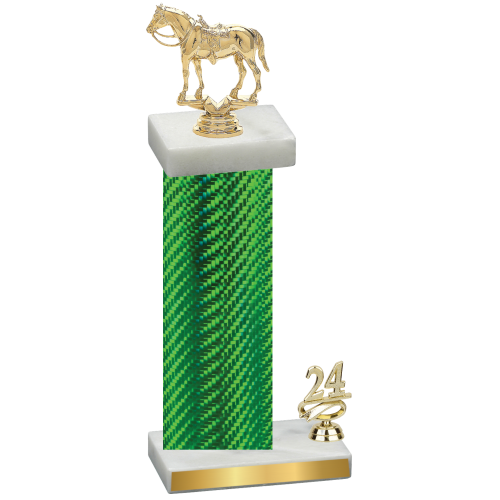 Accented Single Green Carbon Fiber Year Horses Trophy