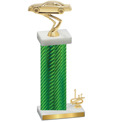 Accented Single Green Carbon Fiber First Place Cars Trophy