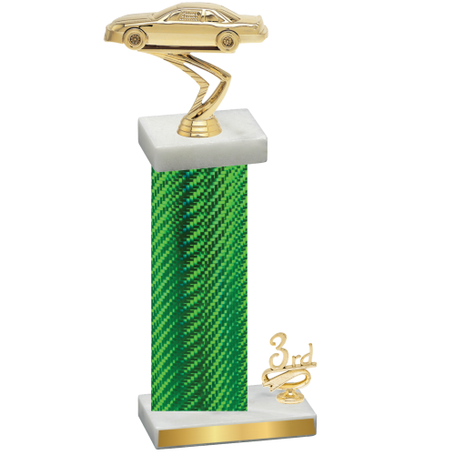 Accented Single Green Carbon Fiber Third Place Cars Trophy