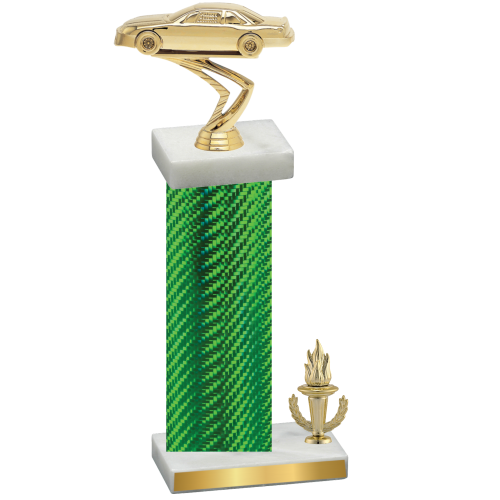 Accented Single Green Carbon Fiber Victory Cars Trophy