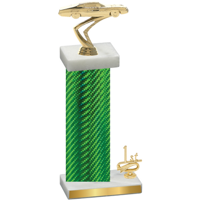 Accented Single Green Carbon Fiber First Place Cars Trophy