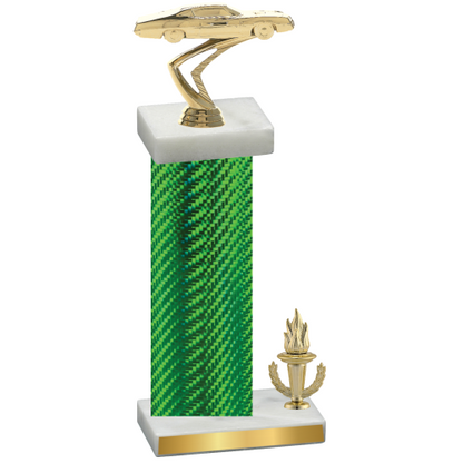 Accented Single Green Carbon Fiber Victory Cars Trophy