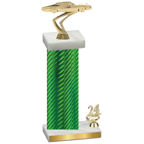 Accented Single Green Carbon Fiber Year Cars Trophy