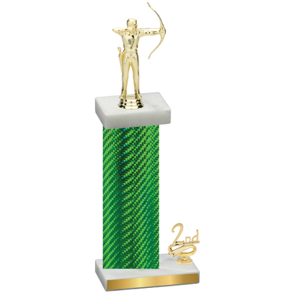 Accented Single Green Carbon Fiber Second Place Archery Trophy