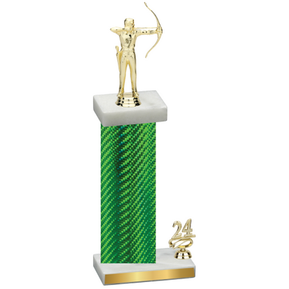 Accented Single Green Carbon Fiber Year Archery Trophy