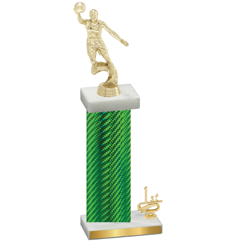 Accented Single Green Carbon Fiber First Place Basketball Trophy