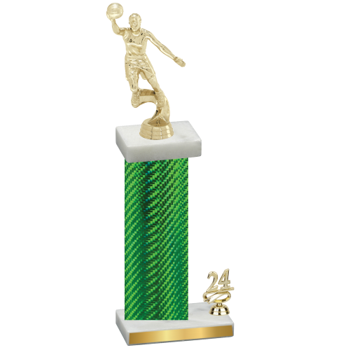 Accented Single Green Carbon Fiber Year Basketball Trophy