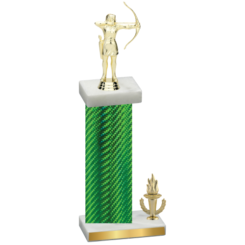 Accented Single Green Carbon Fiber Victory Archery Trophy