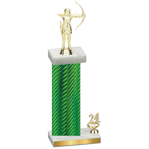 Accented Single Green Carbon Fiber Year Archery Trophy