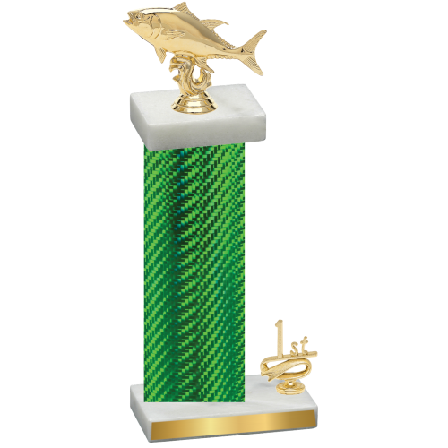 Accented Single Green Carbon Fiber First Place Fishing Trophy