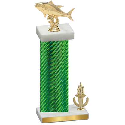 Accented Single Green Carbon Fiber Victory Fishing Trophy