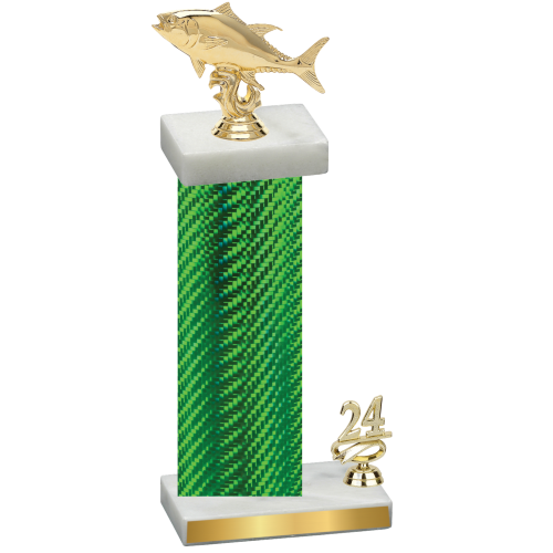 Accented Single Green Carbon Fiber Year Fishing Trophy