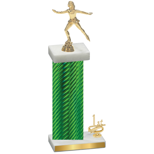 Accented Single Green Carbon Fiber First Place Skater Trophy