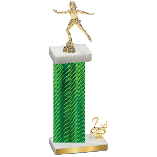 Accented Single Green Carbon Fiber Second Place Skater Trophy