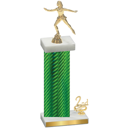 Accented Single Green Carbon Fiber Second Place Skater Trophy