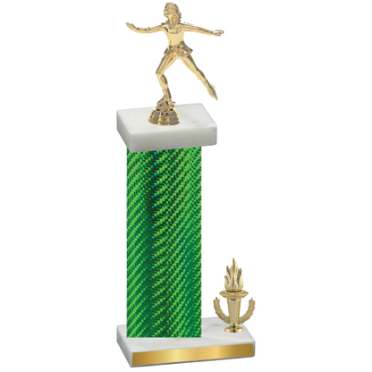 Accented Single Green Carbon Fiber Victory Skater Trophy