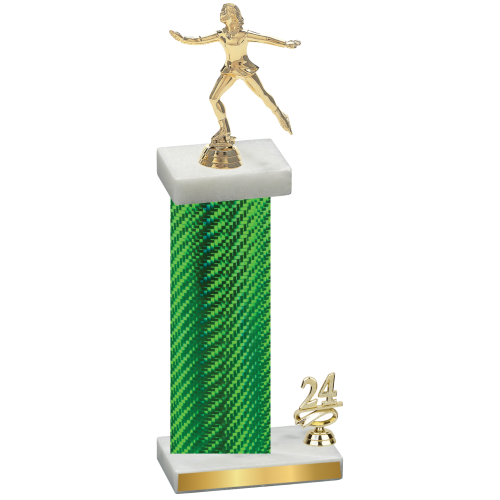 Accented Single Green Carbon Fiber Year Skater Trophy