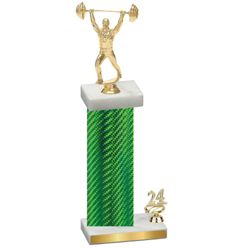 Accented Single Green Carbon Fiber Year Weights Trophy