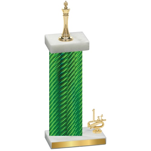 Accented Single Green Carbon Fiber First Place Chess Trophy