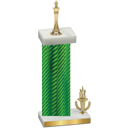 Accented Single Green Carbon Fiber Victory Chess Trophy