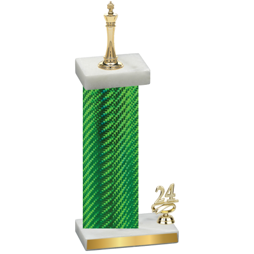 Accented Single Green Carbon Fiber Year Chess Trophy