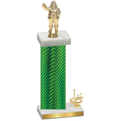 Accented Single Green Carbon Fiber First Place Holiday Trophy