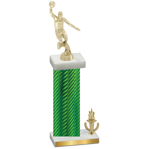 Accented Single Green Carbon Fiber Victory Basketball Trophy