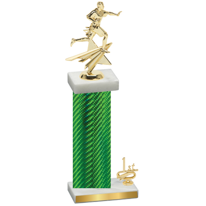 Accented Single Green Carbon Fiber First Place Flag Football Trophy