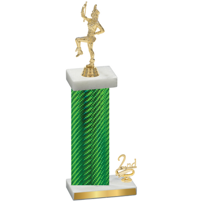 Accented Single Green Carbon Fiber Second Place Majorette Trophy