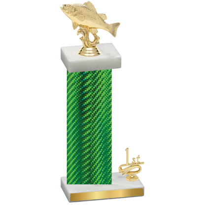 Accented Single Green Carbon Fiber First Place Fishing Trophy