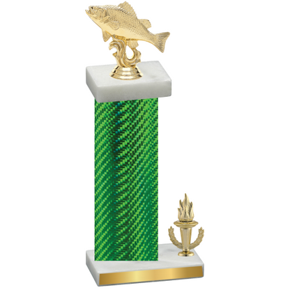 Accented Single Green Carbon Fiber Victory Fishing Trophy