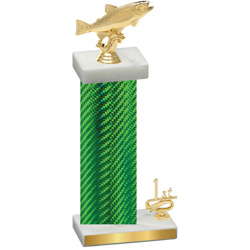 Accented Single Green Carbon Fiber First Place Fishing Trophy