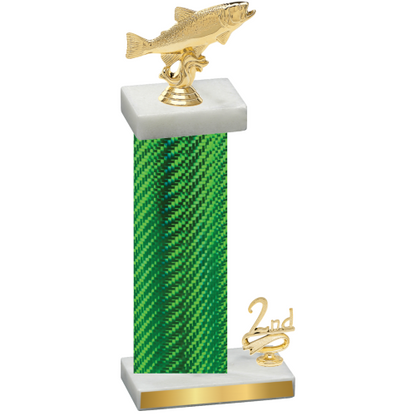 Accented Single Green Carbon Fiber Second Place Fishing Trophy