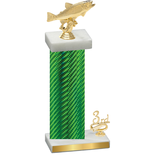 Accented Single Green Carbon Fiber Third Place Fishing Trophy